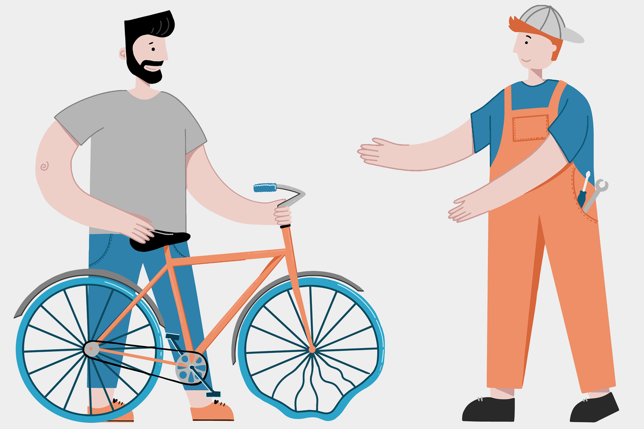 Illustratie fietsreparatie